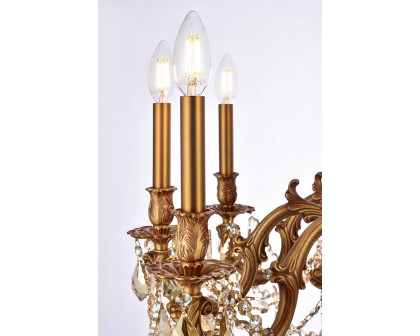 Elegant Chateau Design 10-Light 31'' Chandelier - French Gold/Golden Teak (9210D28FG-GT-RC)