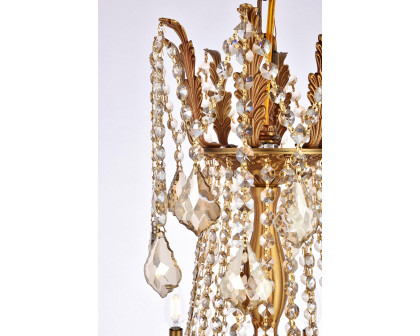 Elegant Chateau Design 10-Light 31'' Chandelier - French Gold/Golden Teak (9210D28FG-GT-RC)