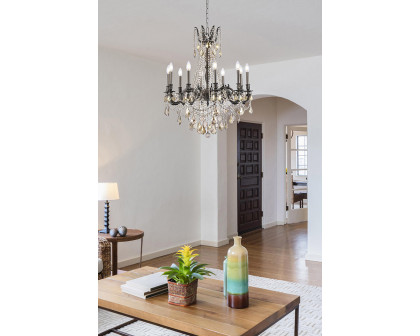 Elegant Chateau Design 10-Light 31'' Chandelier - Pewter/Golden Teak (9210D28PW-GT-RC)