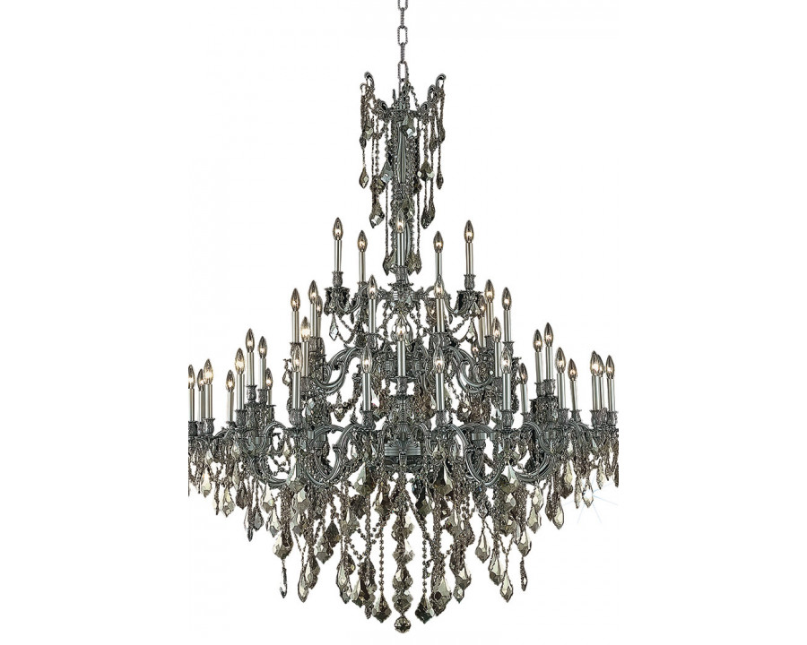 Elegant Chateau Design 45-Light 66'' Chandelier - Pewter/Golden Teak (9245G54PW-GT-RC)