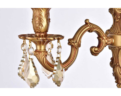 Elegant Wall Sconce - French Gold/Golden Teak (9601W5FG-GT-RC)