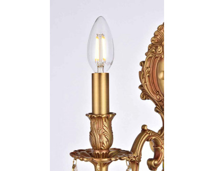 Elegant Wall Sconce - French Gold/Golden Teak (9601W5FG-GT-RC)