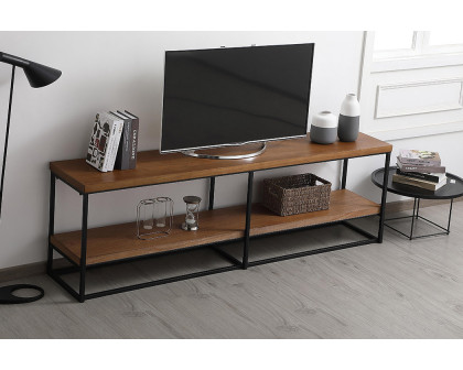 Elegant 66" Industrial TV Stand - Wood/Black (AF110360WT)