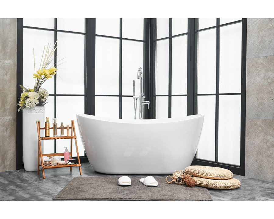 Elegant Soaking Double Slipper Bathtub - White, D 54" (BT10354GW)