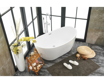 Elegant Soaking Double Slipper Bathtub - White, D 54" (BT10354GW)