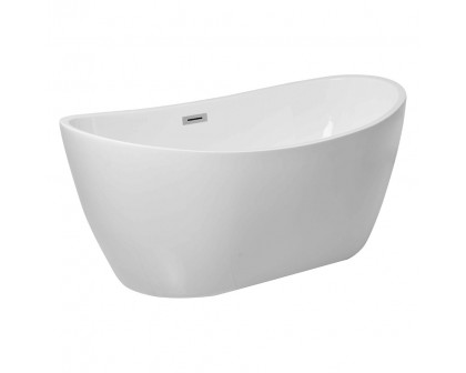 Elegant Soaking Double Slipper Bathtub - White, D 54" (BT10354GW)