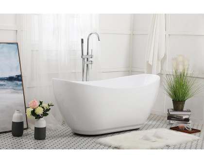 Elegant Soaking Double Slipper Bathtub - White, D 62" (BT10362GW)