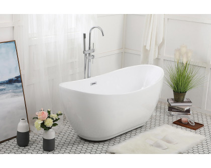 Elegant Soaking Double Slipper Bathtub - White, D 62" (BT10362GW)