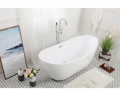 Elegant Soaking Double Slipper Bathtub - White, D 62" (BT10362GW)