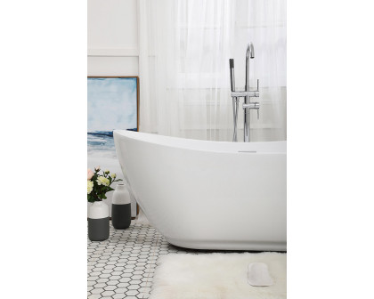 Elegant Soaking Double Slipper Bathtub - White, D 62" (BT10362GW)