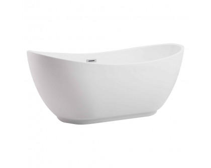 Elegant Soaking Double Slipper Bathtub - White, D 62" (BT10362GW)