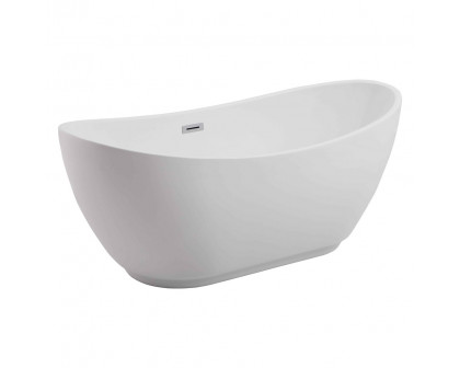 Elegant Soaking Double Slipper Bathtub - White, D 62" (BT10362GW)