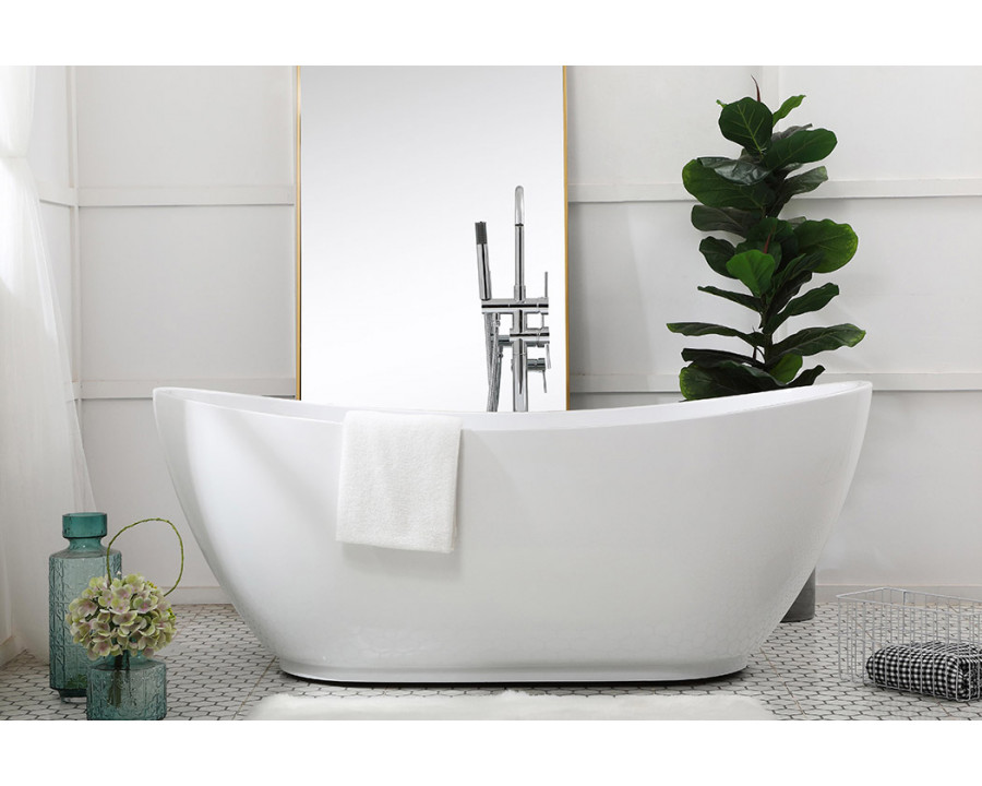 Elegant Soaking Double Slipper Bathtub - White, D 67" (BT10367GW)