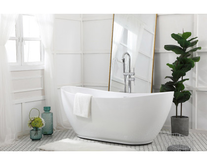 Elegant Soaking Double Slipper Bathtub - White, D 67" (BT10367GW)