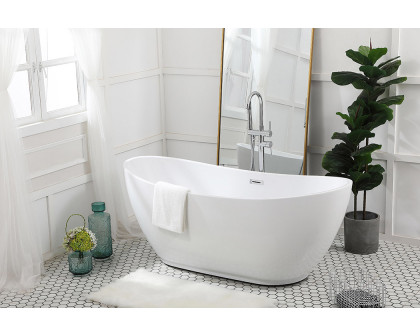 Elegant Soaking Double Slipper Bathtub - White, D 67" (BT10367GW)