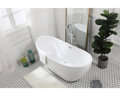 Elegant Soaking Double Slipper Bathtub - White, D 67" (BT10367GW)