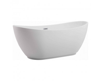 Elegant Soaking Double Slipper Bathtub - White, D 67" (BT10367GW)