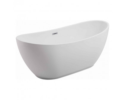 Elegant Soaking Double Slipper Bathtub - White, D 67" (BT10367GW)