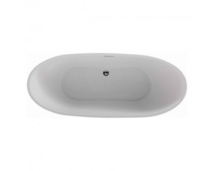 Elegant Soaking Double Slipper Bathtub - White, D 67" (BT10367GW)