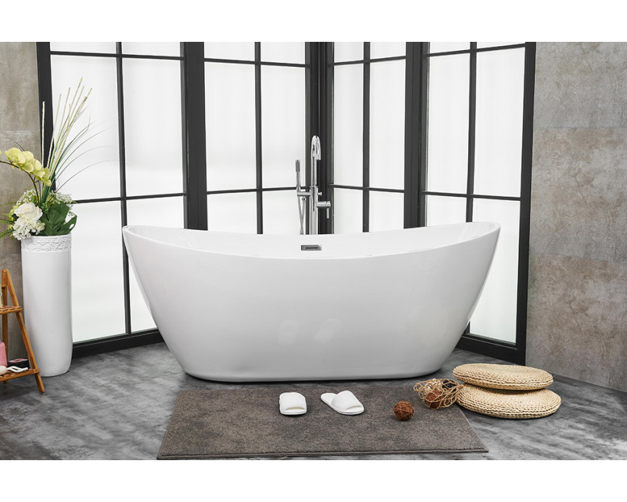 Elegant Soaking Double Slipper Bathtub - White, D 72" (BT10372GW)