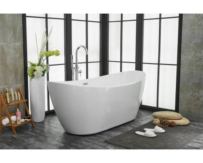 Elegant Soaking Double Slipper Bathtub - White, D 72" (BT10372GW)