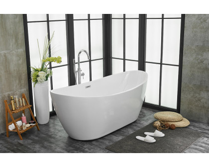 Elegant Soaking Double Slipper Bathtub - White, D 72" (BT10372GW)