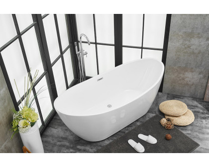 Elegant Soaking Double Slipper Bathtub - White, D 72" (BT10372GW)