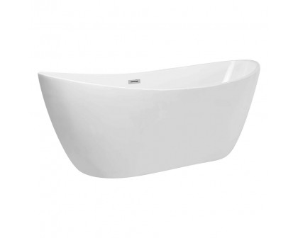 Elegant Soaking Double Slipper Bathtub - White, D 72" (BT10372GW)