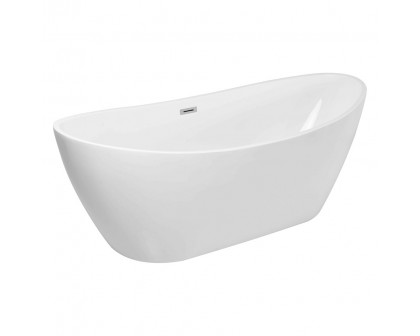 Elegant Soaking Double Slipper Bathtub - White, D 72" (BT10372GW)