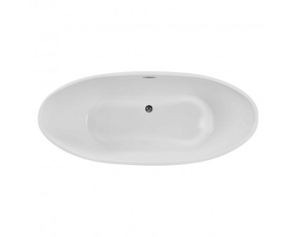 Elegant Soaking Double Slipper Bathtub - White, D 72" (BT10372GW)