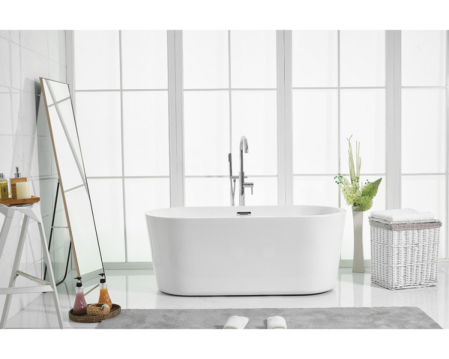 Elegant Soaking Roll Top Bathtub - White, D 59" (BT10659GW)