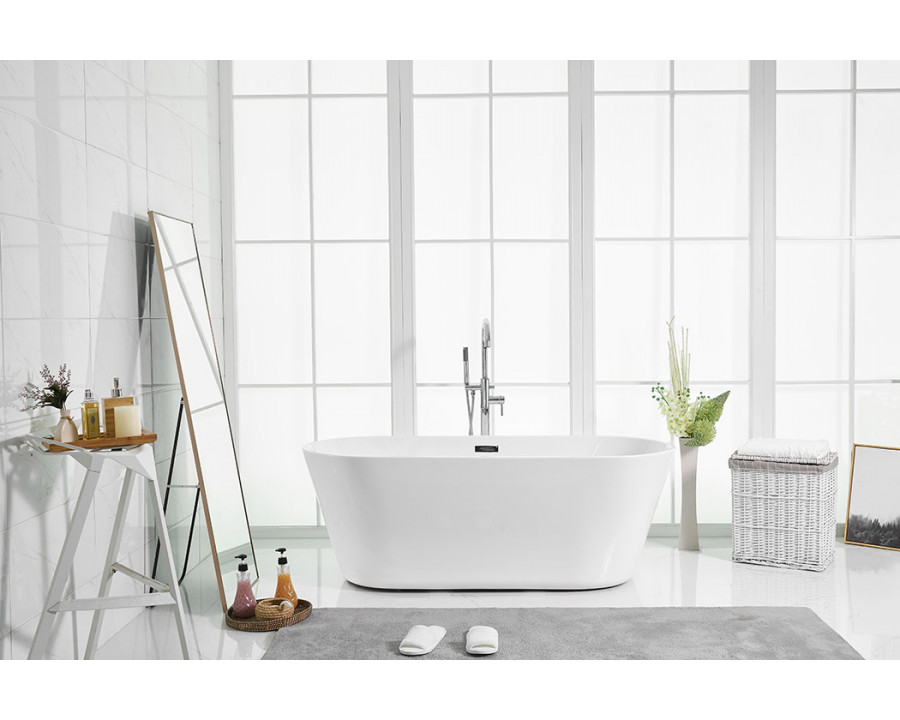 Elegant Soaking Roll Top Bathtub - White, D 65" (BT10665GW)