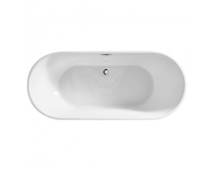 Elegant Soaking Roll Top Bathtub - White, D 65" (BT10665GW)