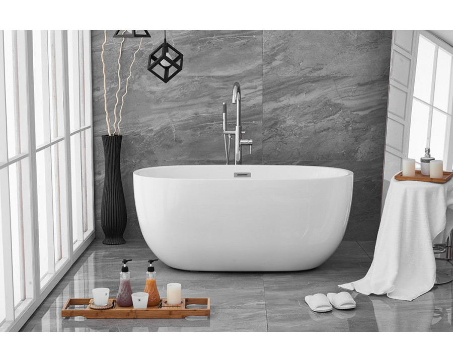 Elegant Soaking Roll Top Bathtub - White, D 54" (BT10754GW)