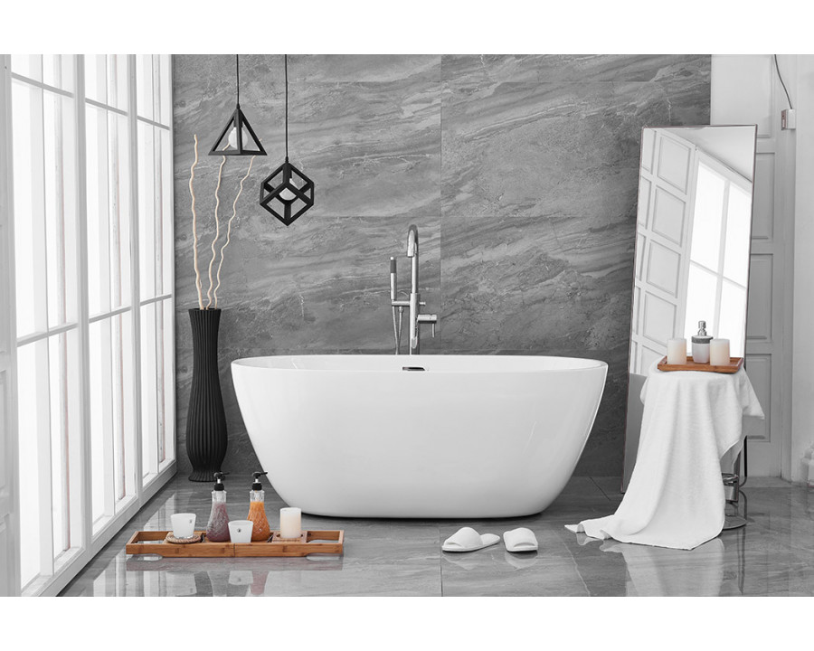 Elegant Soaking Roll Top Bathtub - White, D 59" (BT10759GW)