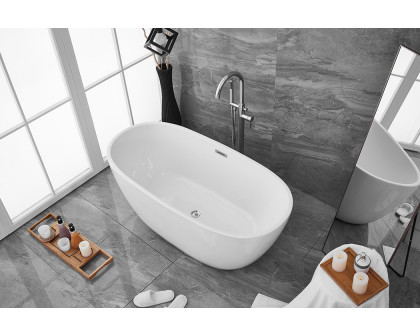 Elegant Soaking Roll Top Bathtub - White, D 59" (BT10759GW)