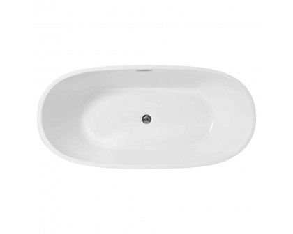 Elegant Soaking Roll Top Bathtub - White, D 59" (BT10759GW)