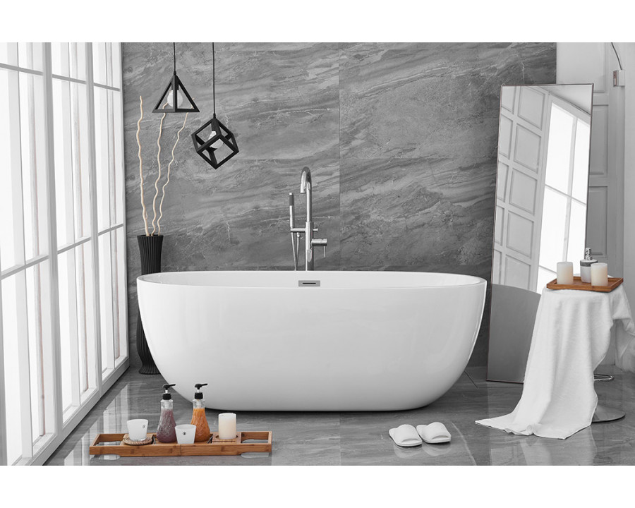 Elegant Soaking Roll Top Bathtub - White, D 67" (BT10767GW)