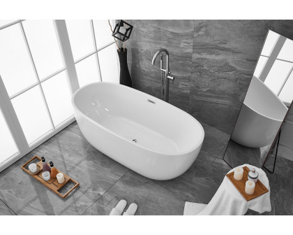 Elegant Soaking Roll Top Bathtub - White, D 67" (BT10767GW)