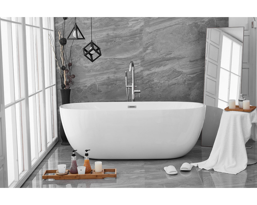 Elegant Soaking Roll Top Bathtub - White, D 70" (BT10770GW)