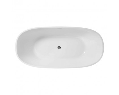 Elegant Soaking Roll Top Bathtub - White, D 70" (BT10770GW)