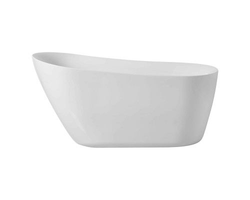 Elegant Soaking Single Slipper Bathtub - White, D 59" (BT10859GW)