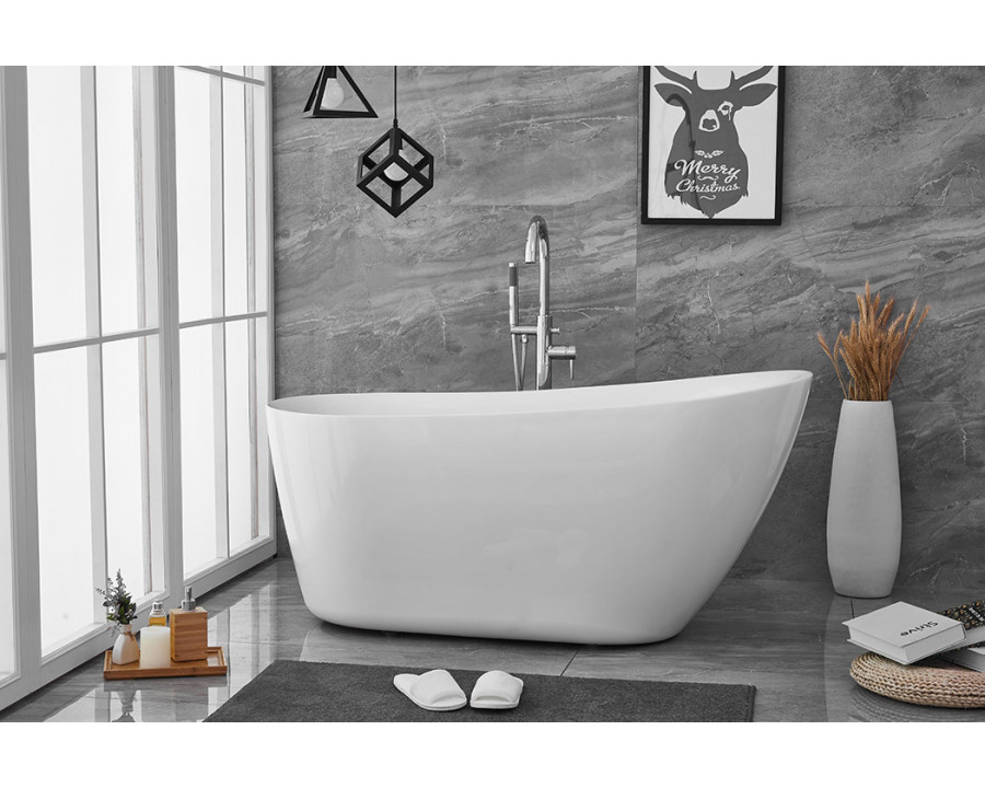 Elegant Soaking Single Slipper Bathtub - White, D 59" (BT10859GW)