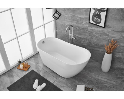 Elegant Soaking Single Slipper Bathtub - White, D 59" (BT10859GW)