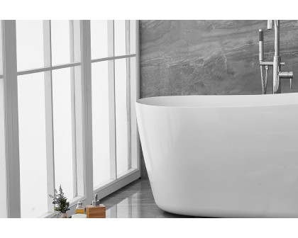 Elegant Soaking Single Slipper Bathtub - White, D 59" (BT10859GW)