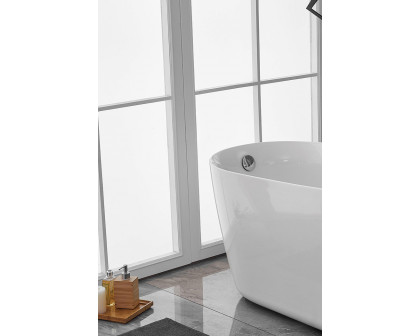 Elegant Soaking Single Slipper Bathtub - White, D 59" (BT10859GW)