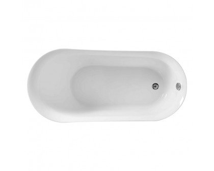 Elegant Soaking Single Slipper Bathtub - White, D 59" (BT10859GW)