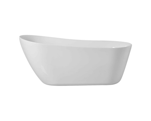 Elegant Soaking Single Slipper Bathtub - White, D 67" (BT10867GW)