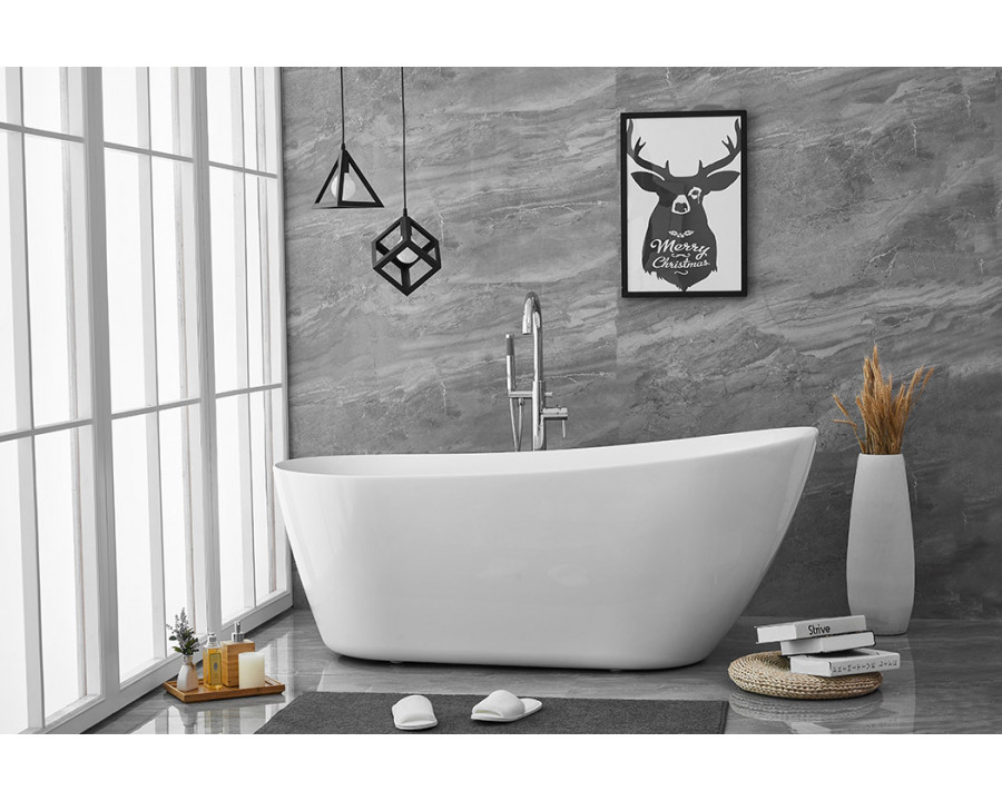 Elegant Soaking Single Slipper Bathtub - White, D 67" (BT10867GW)