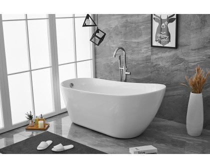 Elegant Soaking Single Slipper Bathtub - White, D 67" (BT10867GW)